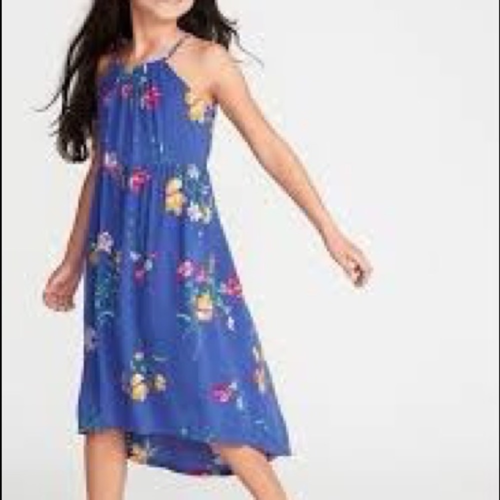NWT Old Navy Girls Blue Floral Dress